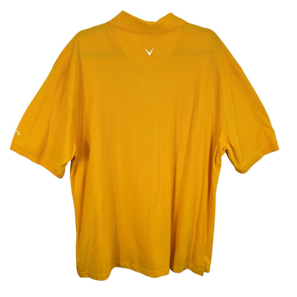 Callaway Golf Sport NWT 100% Cotton Yellow Short Sleeve 1/4 Button Polo Men's XL - Picture 2 of 7